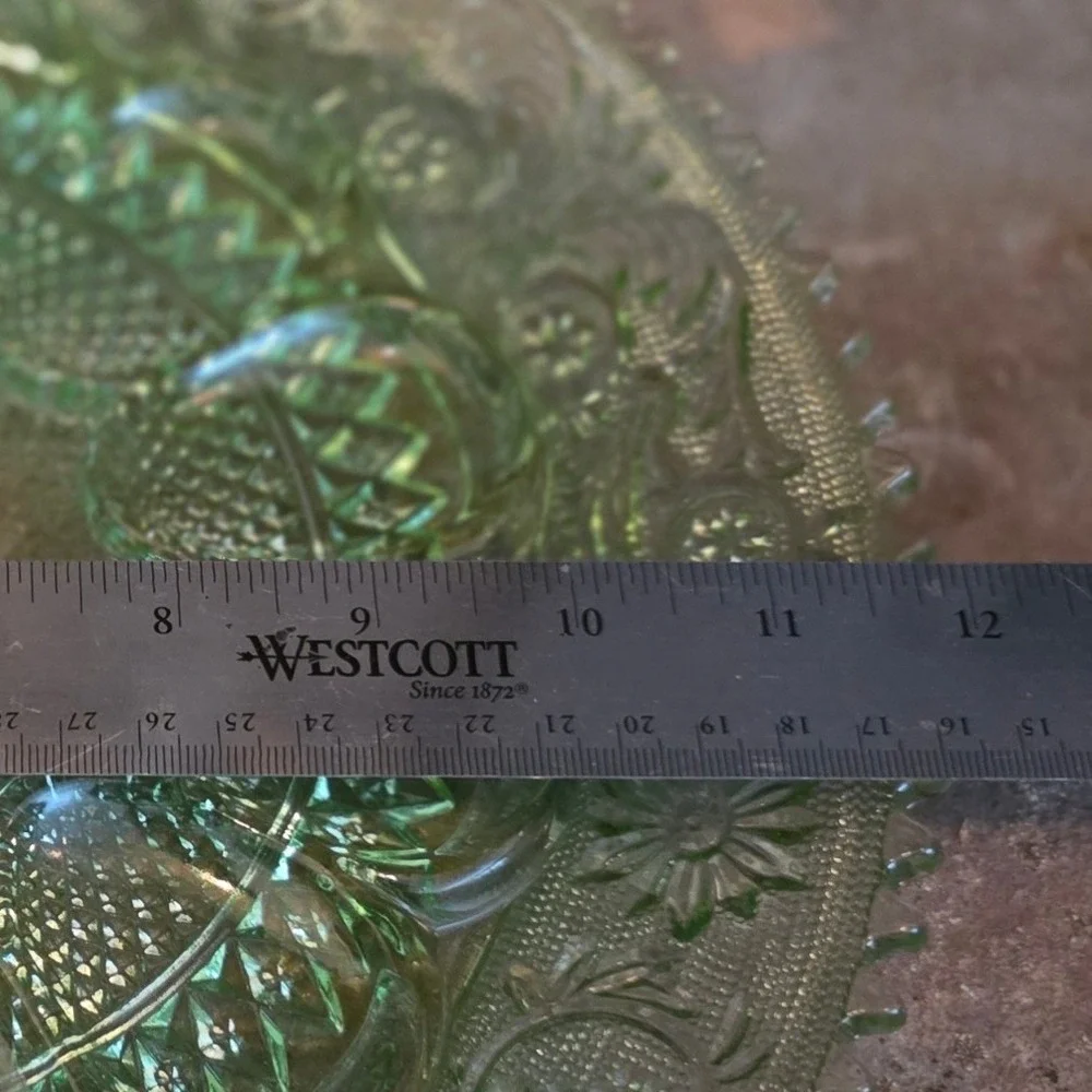 Vintage Tiara Sandwich Chantilly Green Depression Glass Plate 12